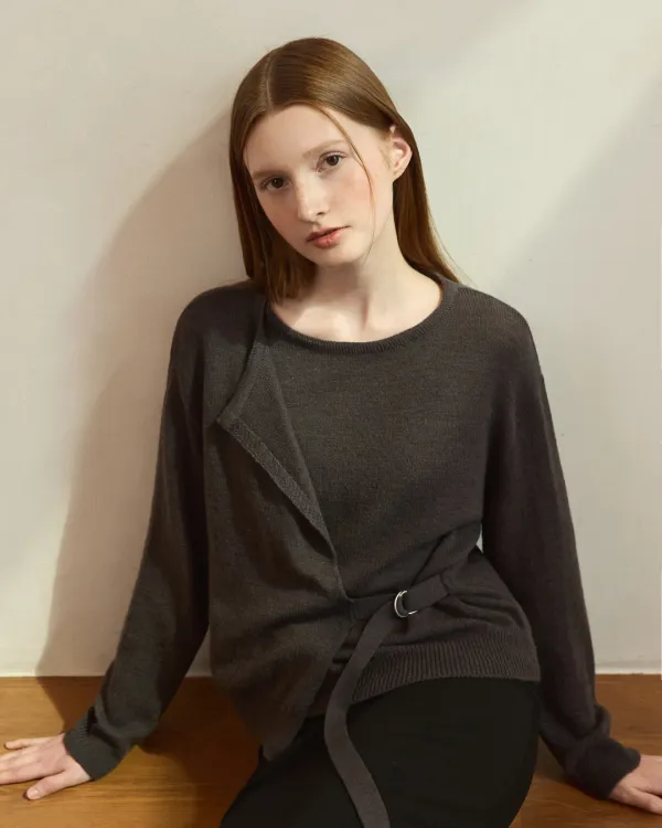 Bouckle lap modern knit - charcoal
