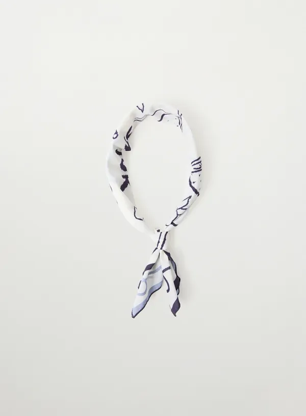 Hand Drawing Graphic Scarf - Navy