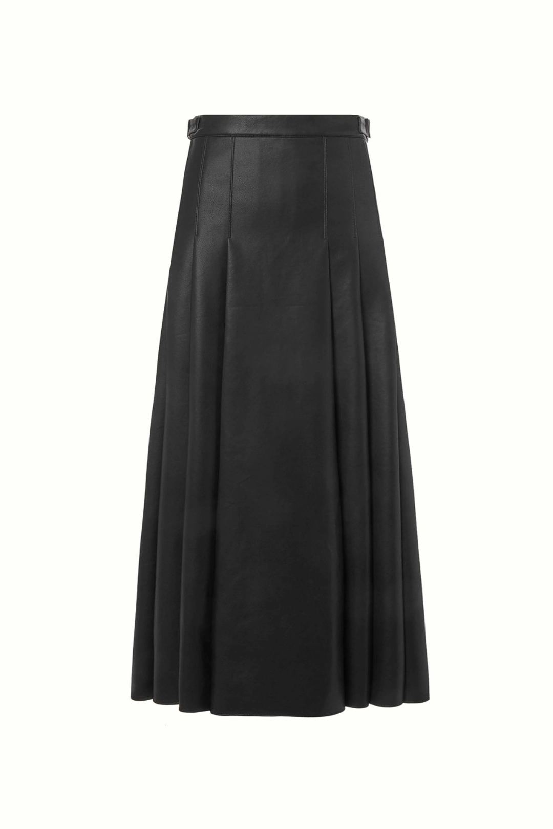 쿠메 FAUX LEATHER PLEATED LONG SKIRT, BLACK 상품 이미지 2
