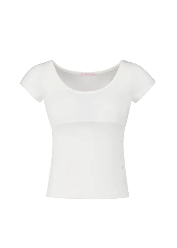 [PRE-ORDER] TWINNY BUTTON TEE [WHITE]