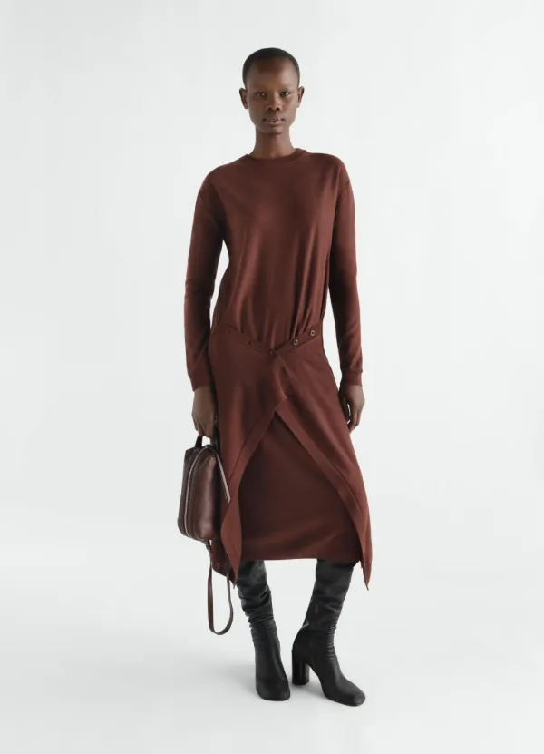 BUTTONED DRESS IN MERINO WOOL BLEND