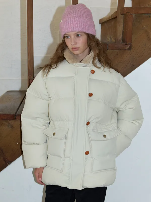 A FUR COLLAR DUCK DOWN HALF PADDING IVORY