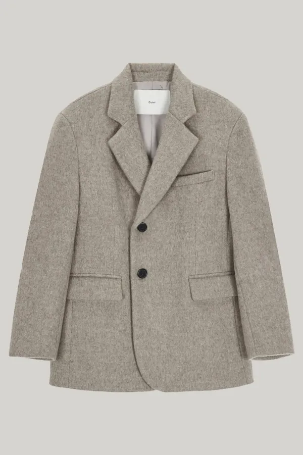UNISEX LAYERED HEAVY WOOL BLAZER OATMEAL