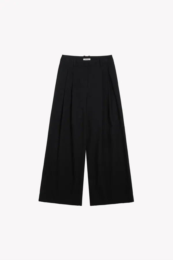 Delina Wide Two Tuck Pants (Black)