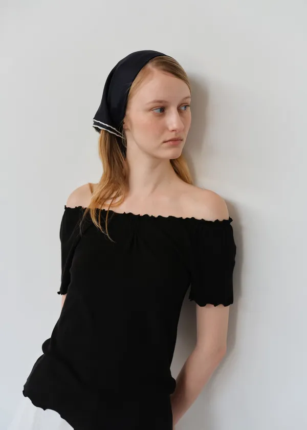 Shirring 2way T-Shirt(Black)