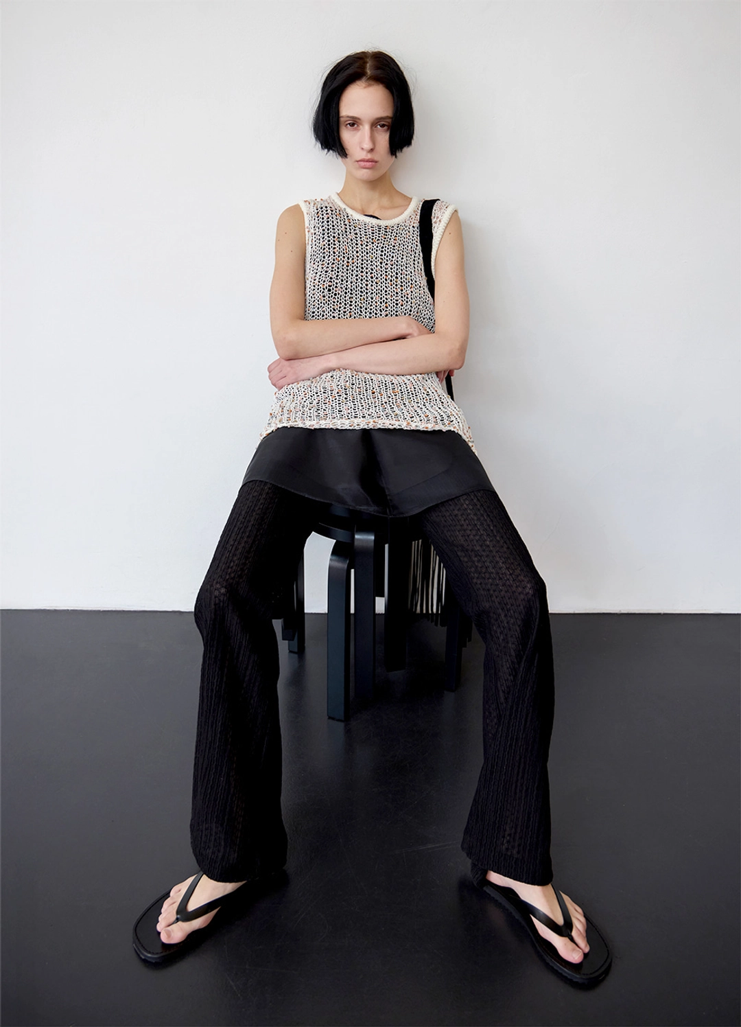 르바 Classic Leather Flat Sandals - Black 상품 이미지 2
