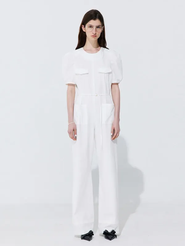 Puff Belted Jumpsuit_White