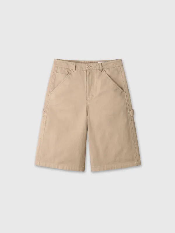 (W) COTTON RELAXED UTILITY SHORTS_ BEIGE