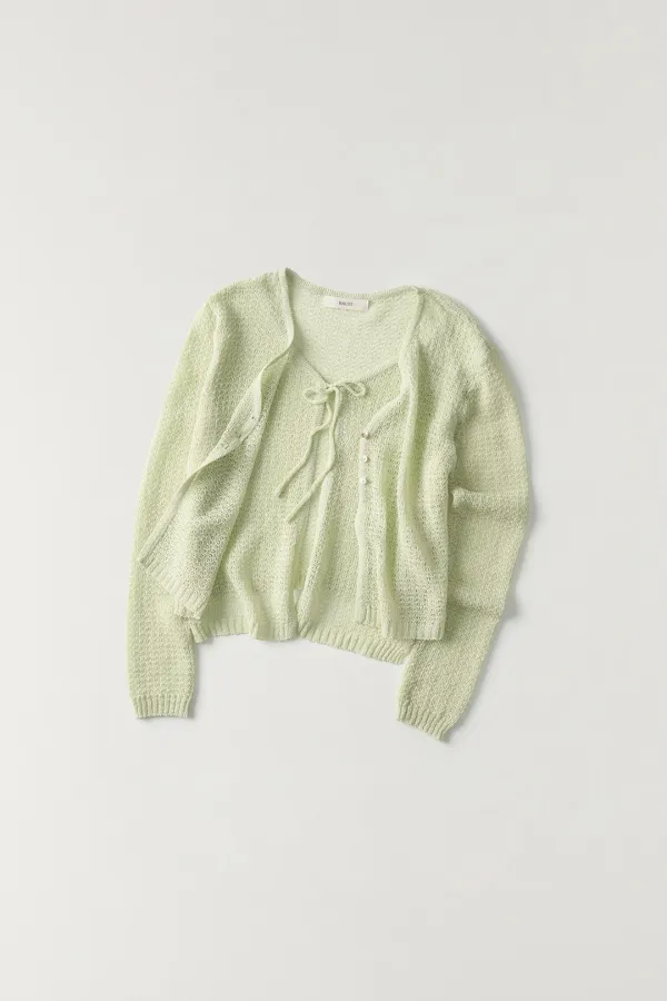 페이퍼 레이어드 가디건 LIGHT GREEN