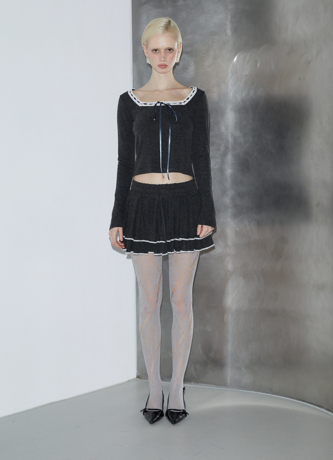 로제프란츠 Lace String Long Sleeve [Charcoal] 상품 이미지 2