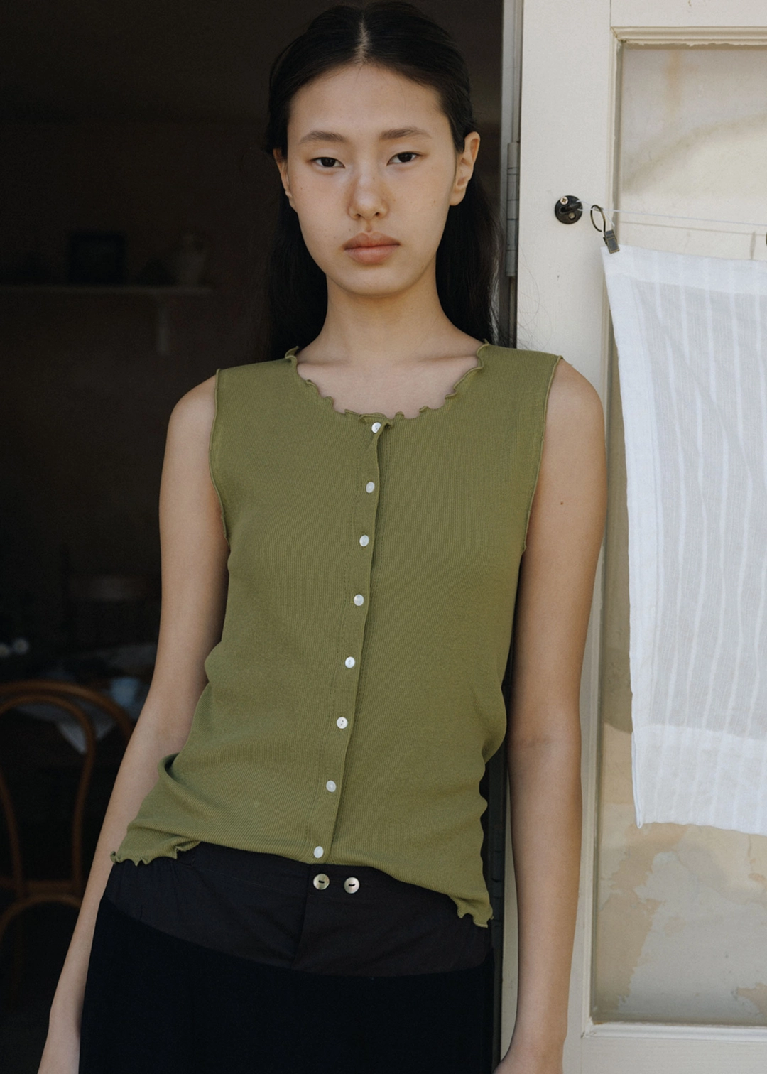 더라이 [4차] Ribbed Open Sleeveless(Olive) 상품 이미지 2