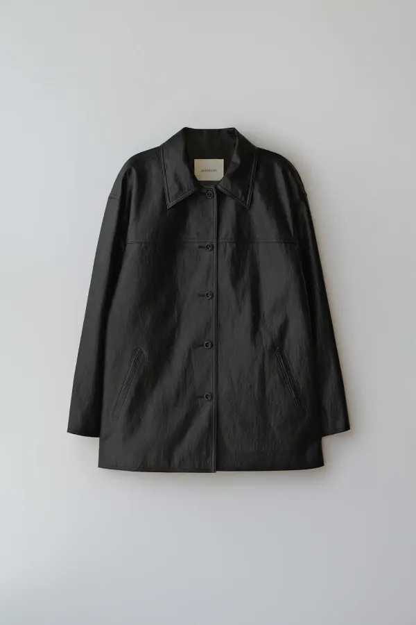 Mila leather half jacket (black)