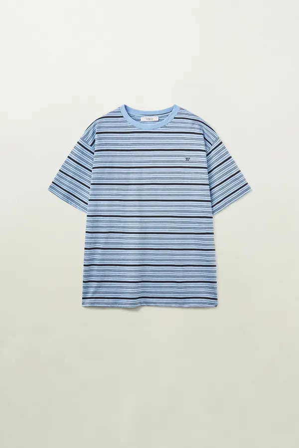 Fine Stripe tee (Skyblue)
