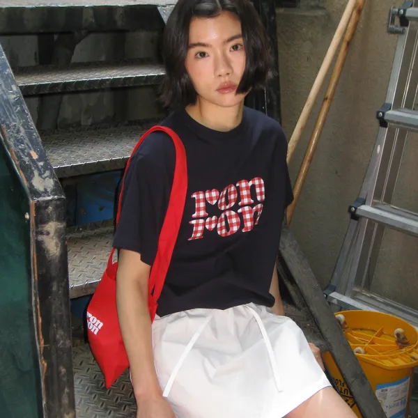PATTERN LOGO BASIC FIT T SHIRT NAVY