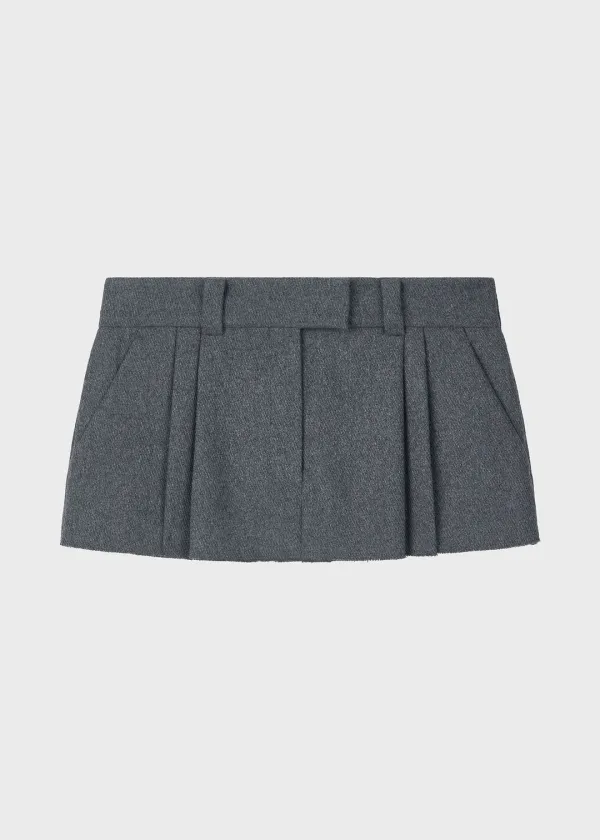 Tailored Wool Mini Skirt Gray