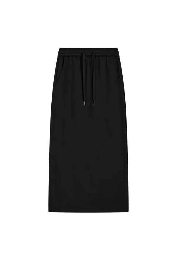 SWEAT MAXI SKIRT - BLACK