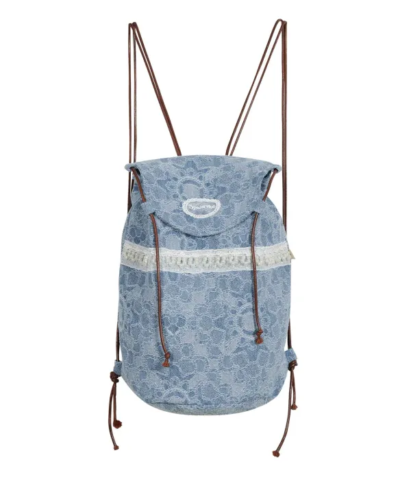Pearl Trim Denim Bag [Blue]