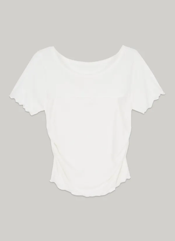 comos 1458 layered shirring T-shirt (white)