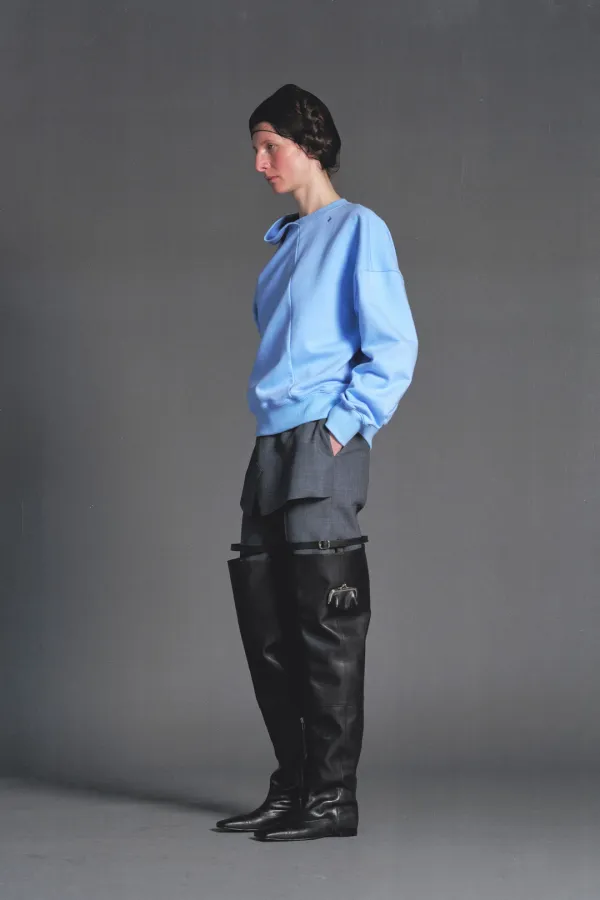 PF26 GRAY SKIRT LAYERED PANTS