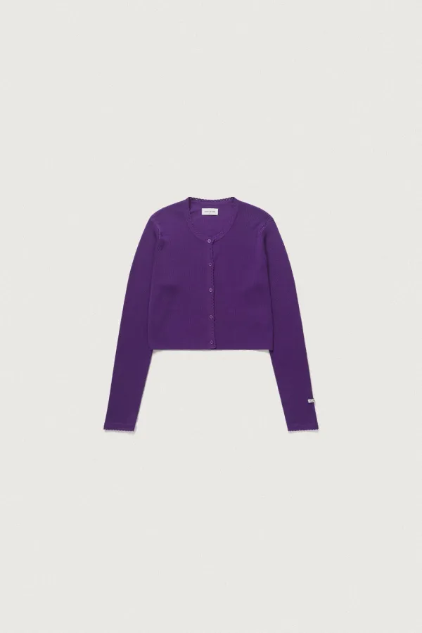 PETAL RIBBED CARDIGAN [PURPLE]