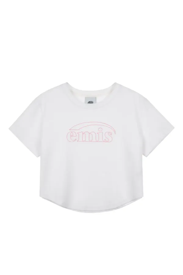CHAIN STITCH T-SHIRT-WHITE/PINK