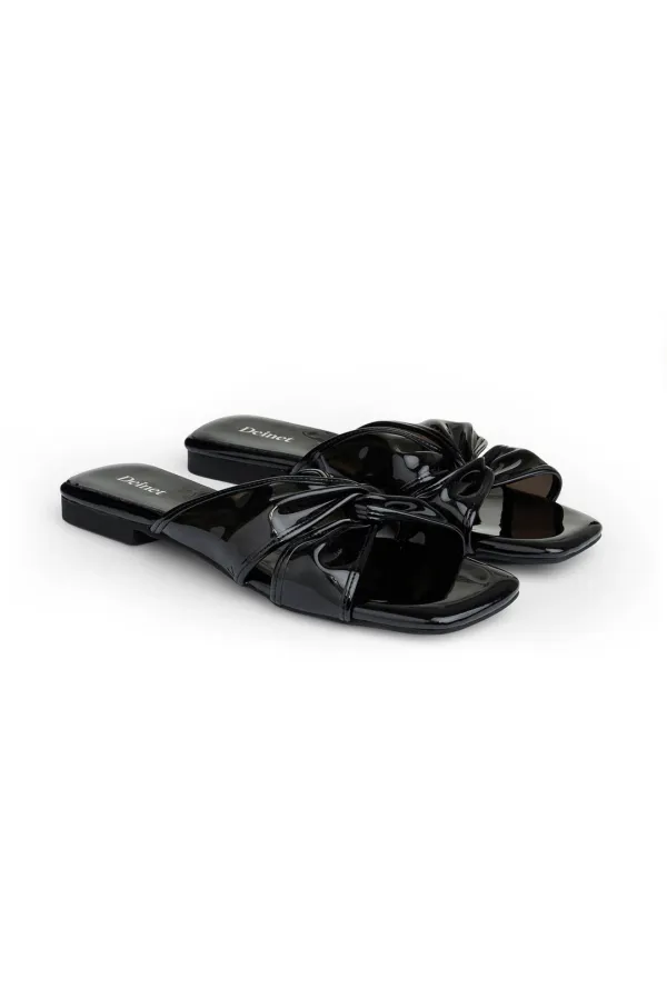JELLY TWISTED SLIPPERS IN BLACK