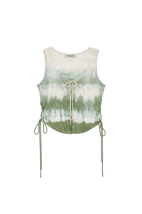 DYED LACE-UP SLEEVELESS (GREEN)