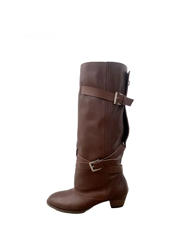 Slouch Boots - RED BROWN