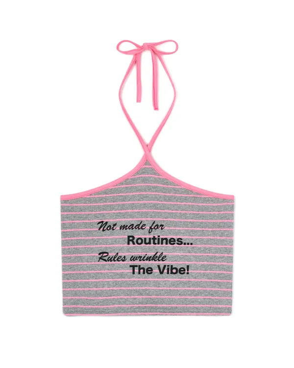 GRAPHIC RIBBED HALTER-NECK TOP, MULTI STRIPE