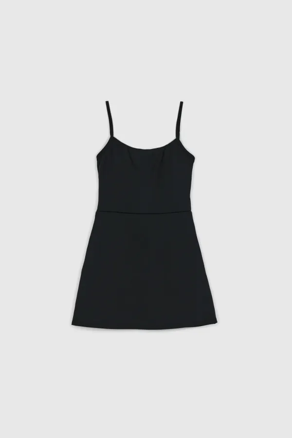 Plain Sleeveless Swim Suit (Black)