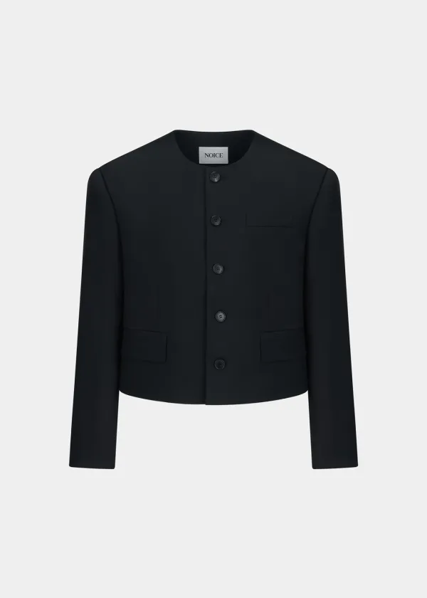 W PURE COLLAR TAILORED JACKET - BLACK