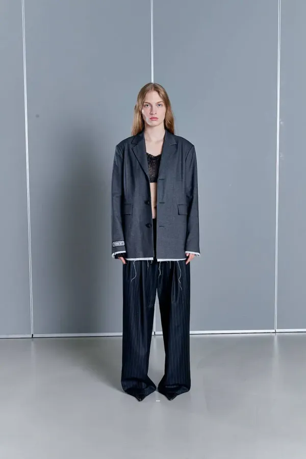 OVERSIZED RAW EDGE JACKET (DEEP GREY)
