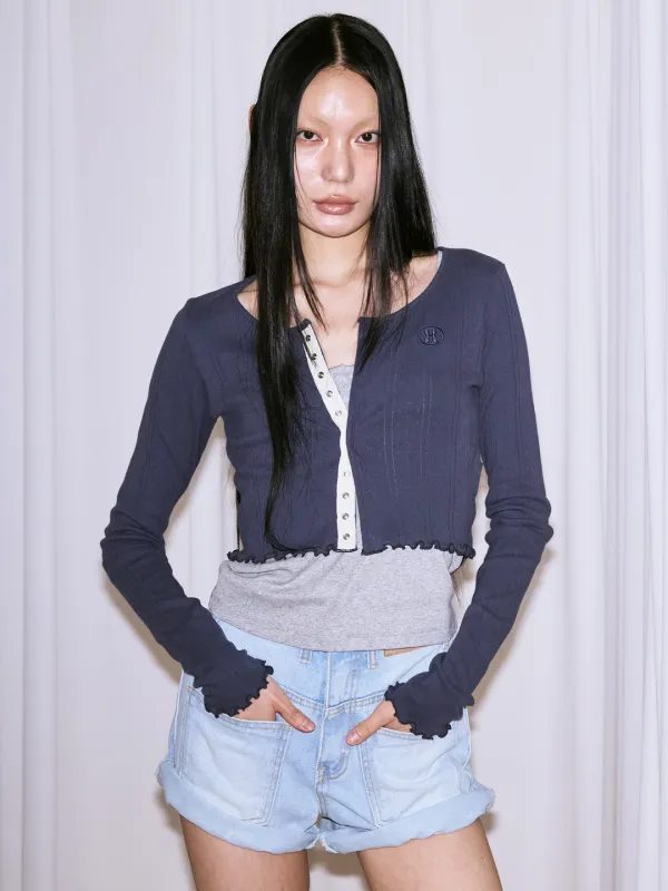 BABY BUTTON-UP CD - NAVY