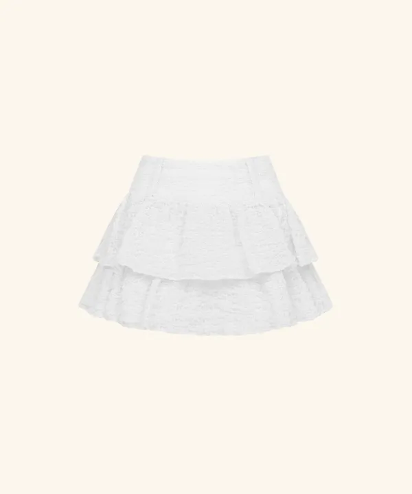 Summer Wrinkle Cancan Mini Skirt ( White )