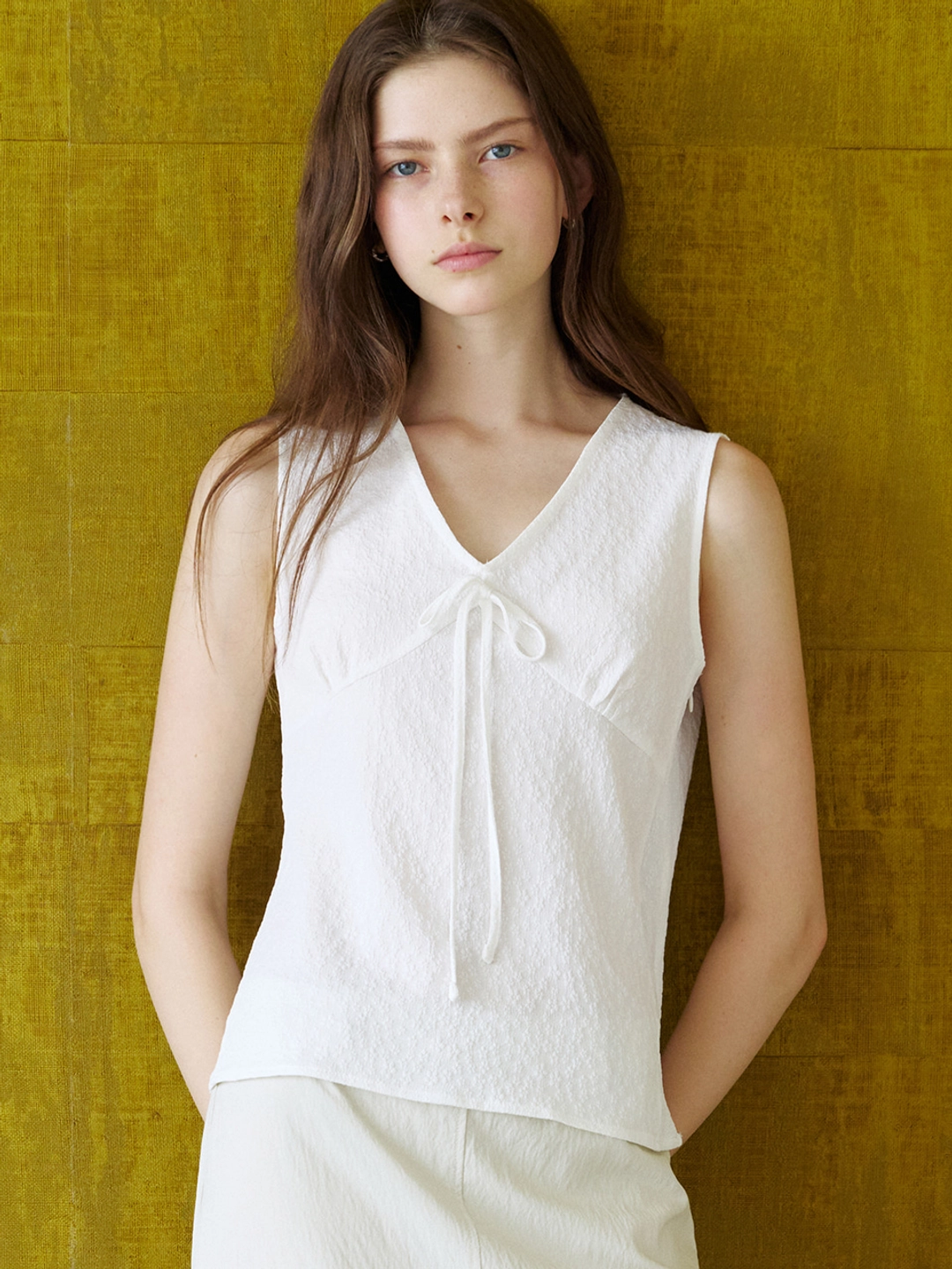 아워코모스 floral sleeveless blouse (white) orc 6052 상품 이미지 1