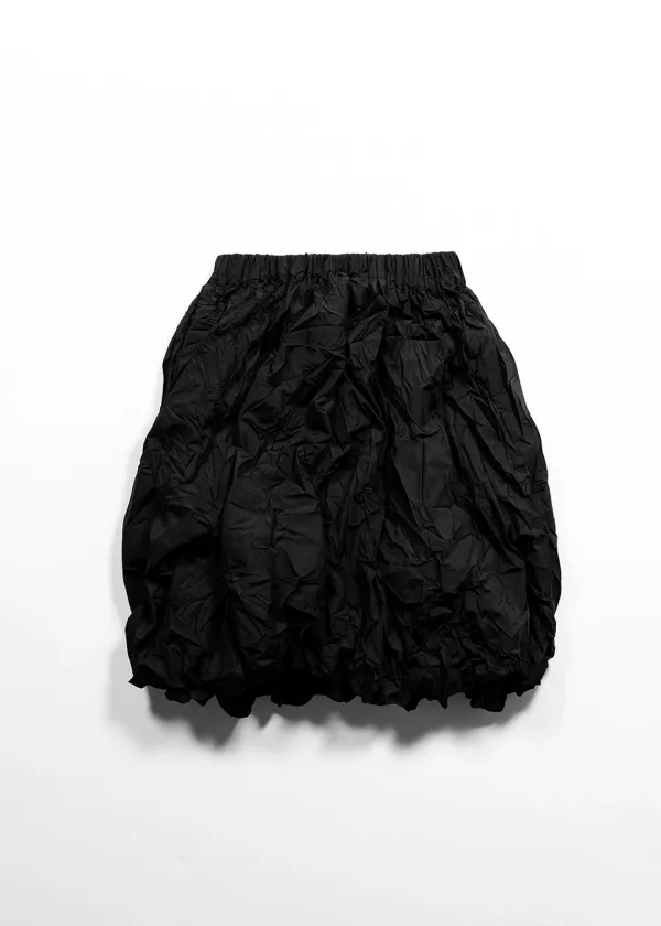 CRINKLE BALLOON MIDI SKIRT - BLACK