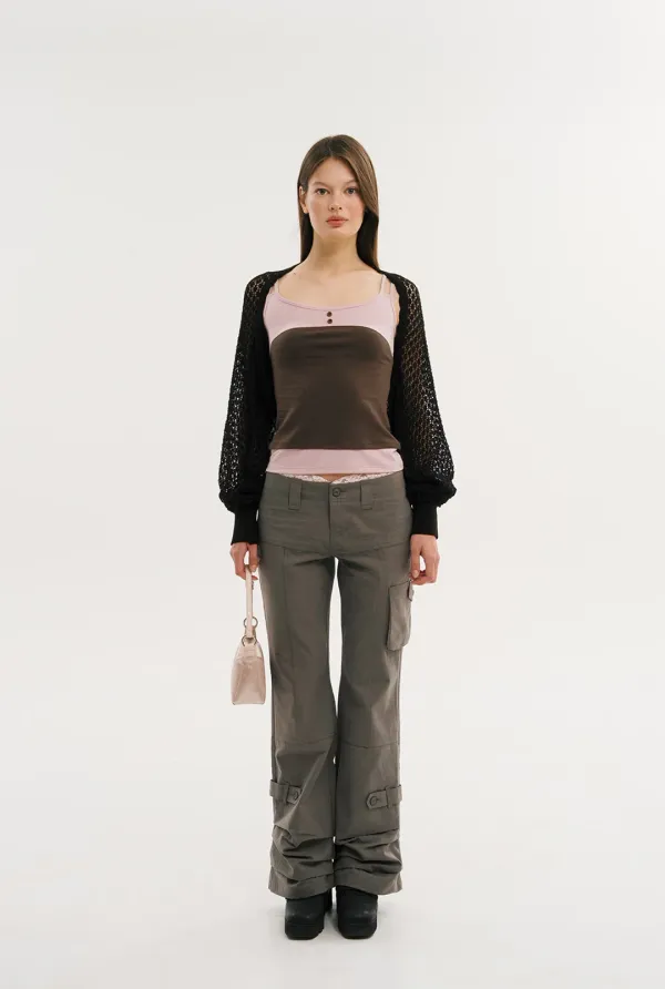 Lace trim cargo pants