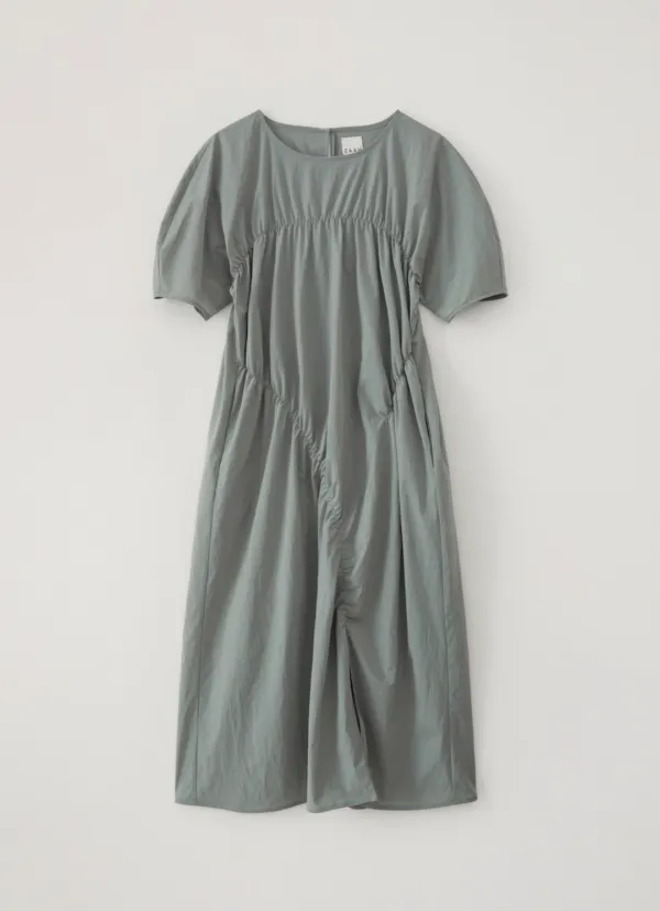 Shirring Long Dress (Greyblue)