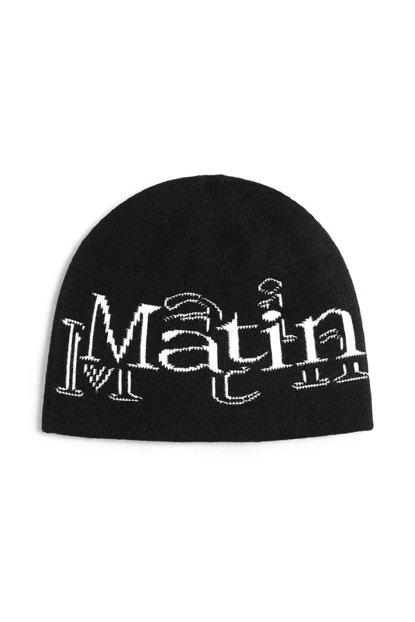 STROKE LOGO JACQUARD BEANIE IN BLACK