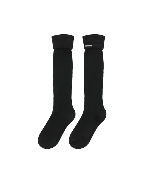 Shirring knee socks BLACK
