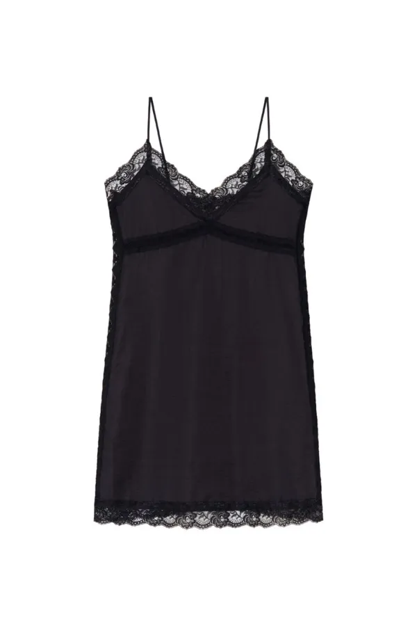 LACE TRIM CAMI DRESS (BLACK)