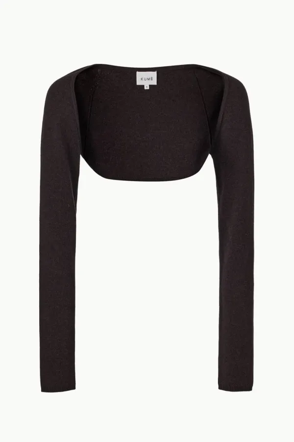 Cashmere Blend Bolero Sweater, Dark Brown