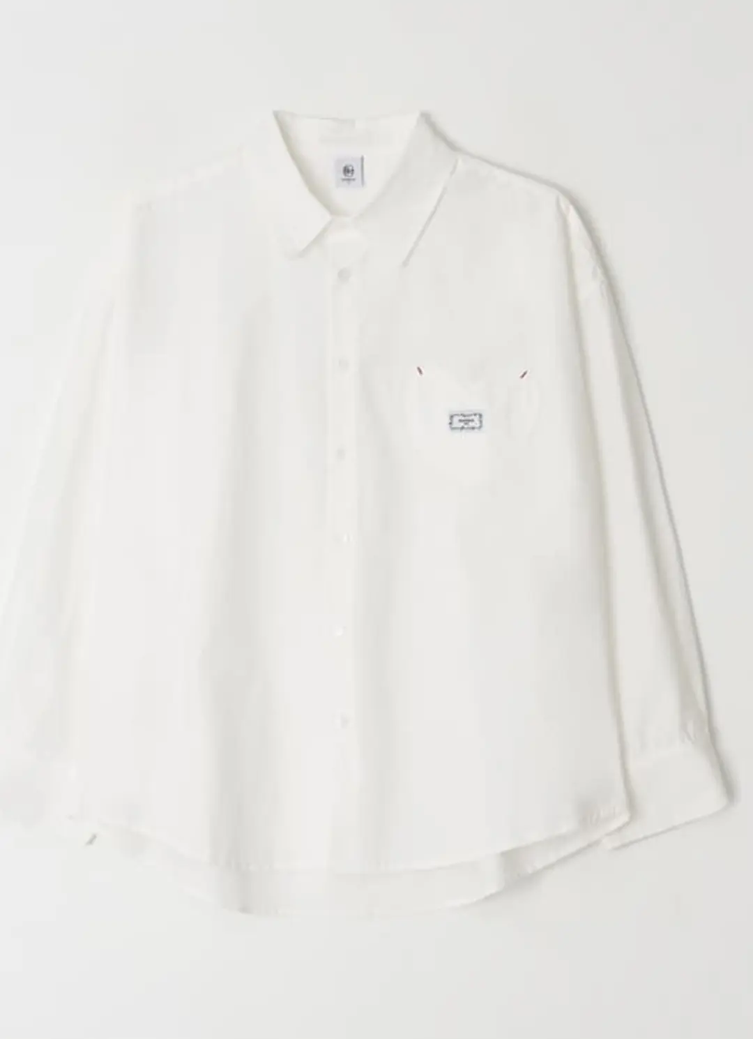 론론 STITCH HEART POCKET OVER FIT SHIRT WHITE 상품 이미지 1