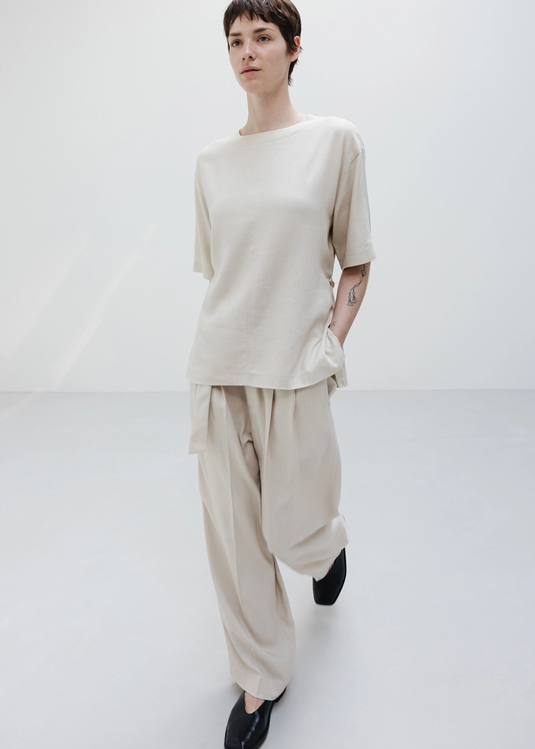 우마뭉 Half sleeve linen pullover_Natural 상품 이미지 2
