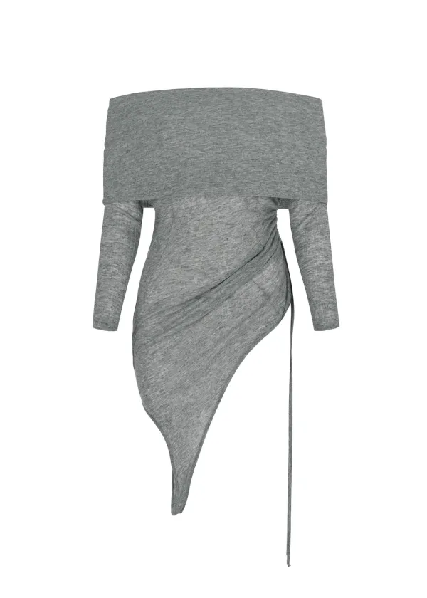 [2ND] TWO-WAY OFFSHOULDER TOP, LIGHT GRAY
