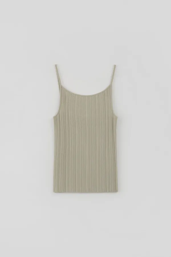 Sleeveless Pleats Knit Top_Cream Sage