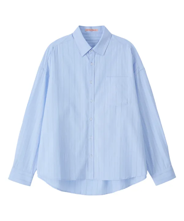 Oversized Brynn Stripe Shirt-Blue