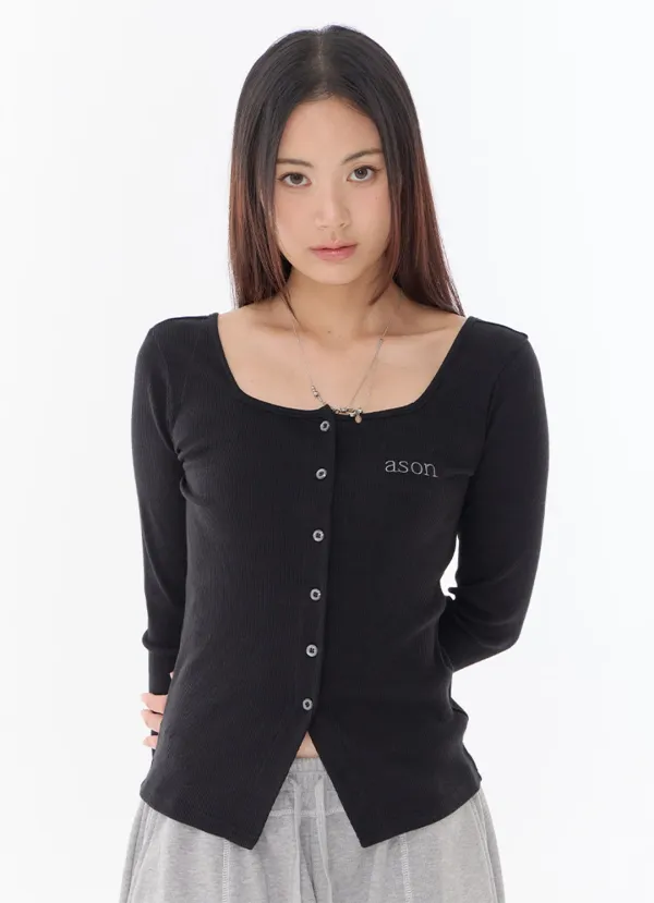 MUTE BUTTON CARDIGAN / BLACK