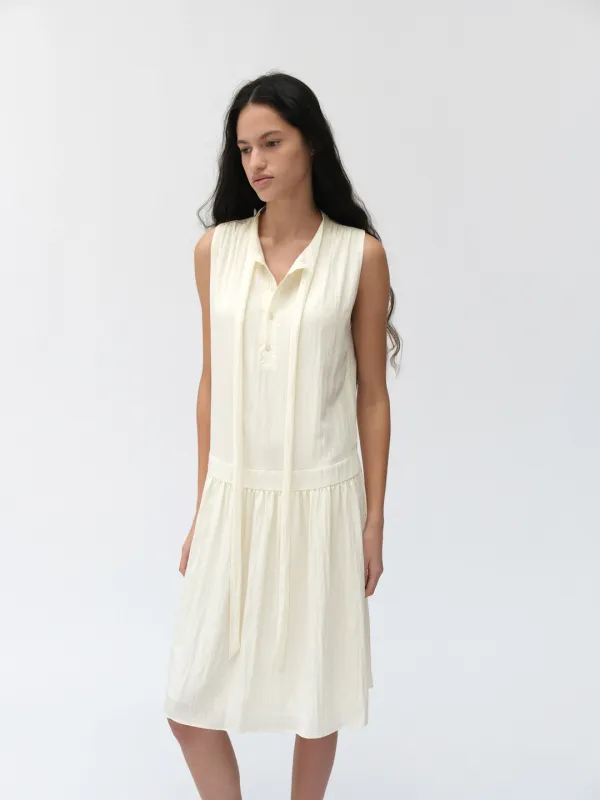 AELIN LOW SHIRRING DRESS / CREAM