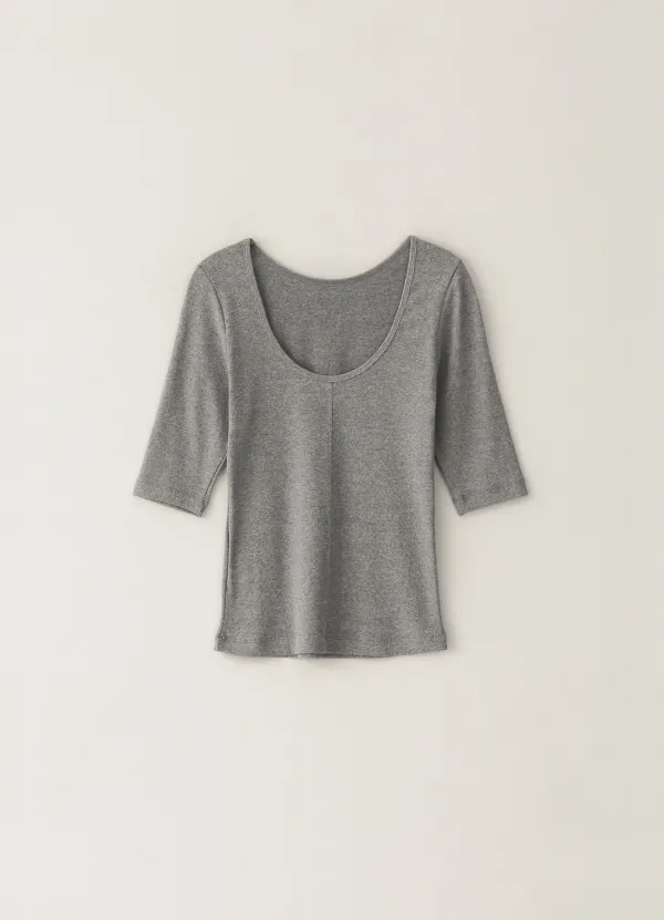11TH / Scoop Half-Sleeved T-Shirt - Gray